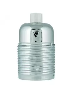 Portalámparas E27 cromado con tapa